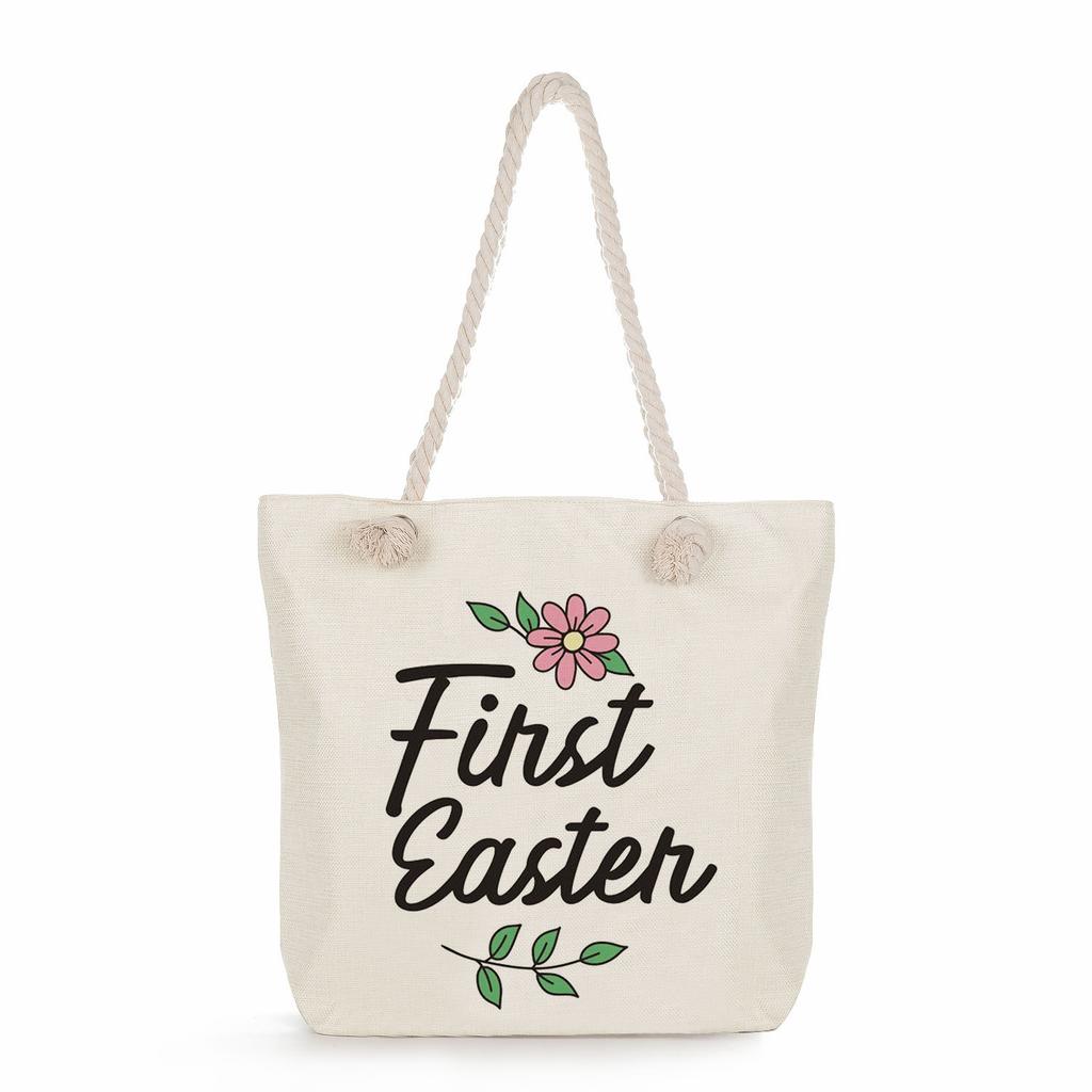 Multifunctional Trendy Letters Printed Thick Rope Shoulder Beach Bag Casual large capacity handbag 7593