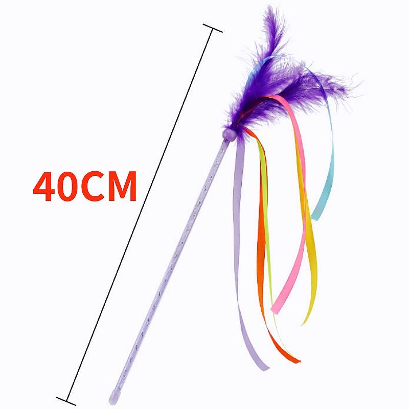 Cat Toys Feather Interactive Cat Toy Tassel Cats Teaser Feather Tassel Kitten Toys with Bell Long Handle Cats Toy Pet Supplies