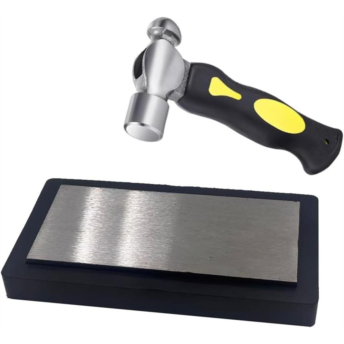 2025+ 7.8 X4.2 Steel Bench Block Flat Anvil Jewelers Tool with Tough Rubber Block,Jewelry Stamping Hammer, for Jewelry Making China Mainland