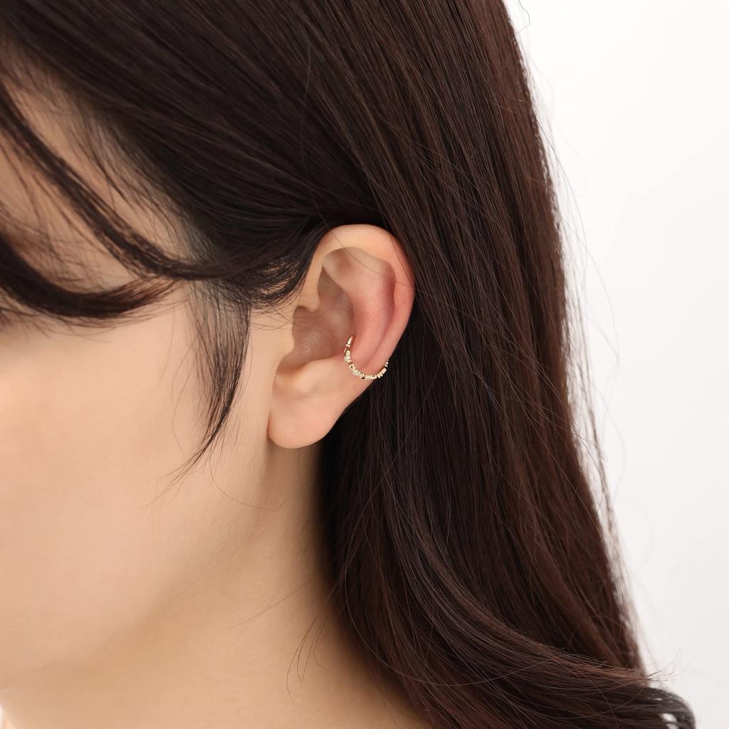ESTELLE [Official] Women's Ear Cuff, 10K Yellow Gold with Diamonds, Single Ear (0291-0452-0019-0000)