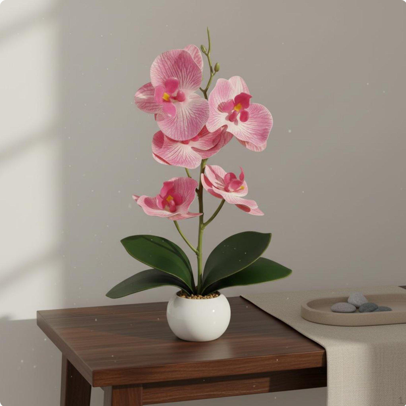 Potted Floral Arrangement Decor Lifelike Artificial Flower in Pot Realistic Look