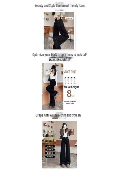Trendy American Wide-Leg Jeans: Autumn/Winter Straight-Leg Floor-Length Pants for Plus-Size Women