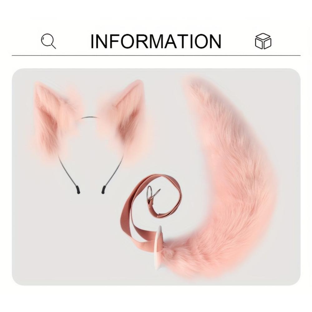 2 Piece Fox Set - Adjustable Furry Tail and Removable Ears, Suitable for Halloween Animal Play Parties, Halloween Gift Cosplay