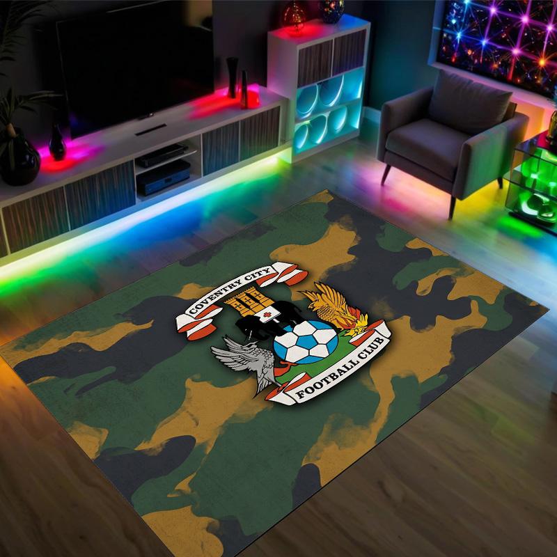 Coventry City Football Design Crystal Velvet Carpet Cozy Non?Slip Printed Rug For Bedroom Living Room Entrance