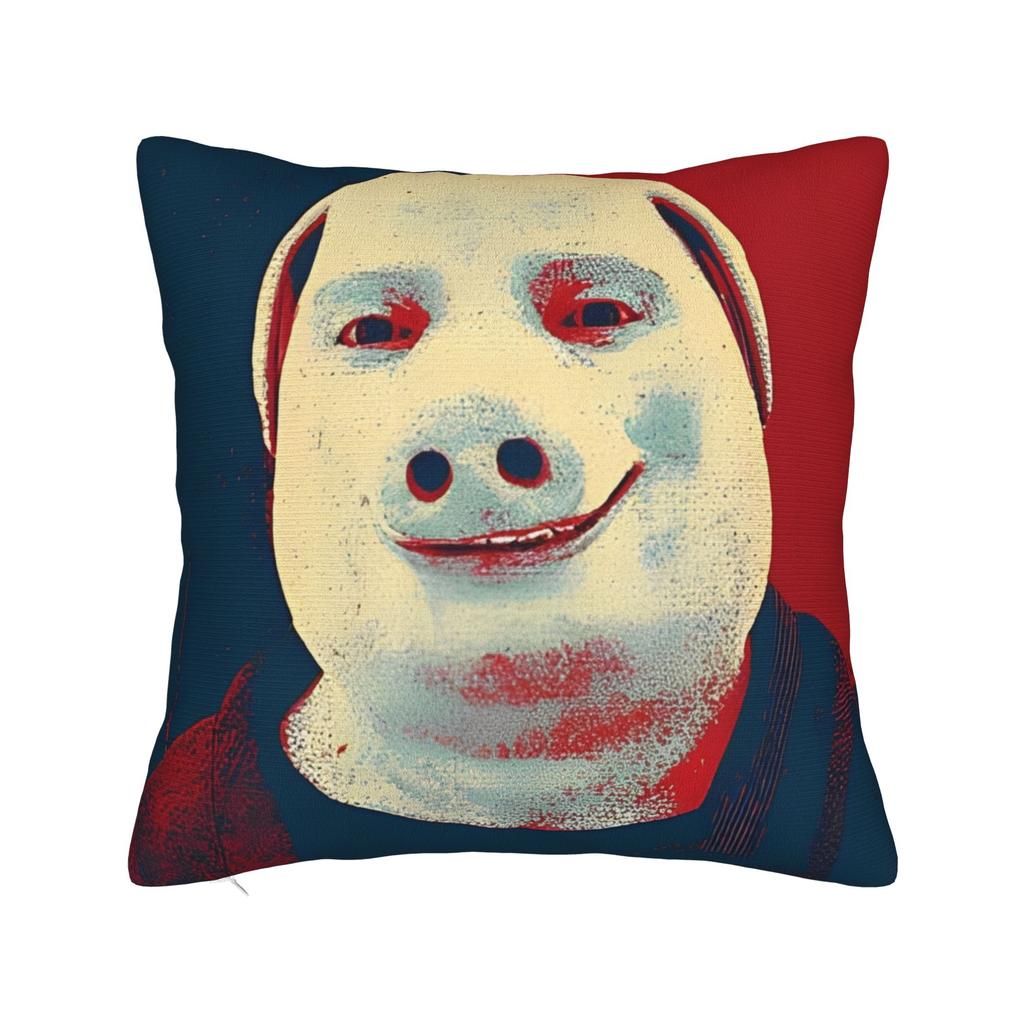 John Pork Calling Square Pillow Covers Polyester Living Room Cushion Case Funny Decor Throw Pillow Case 45*45
