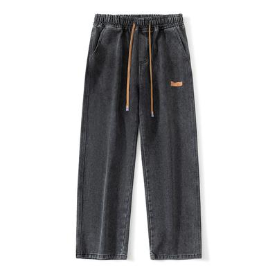 Vintage Vasket Jeans Herre Drape Street Vide Ben Løse Rette Bukser