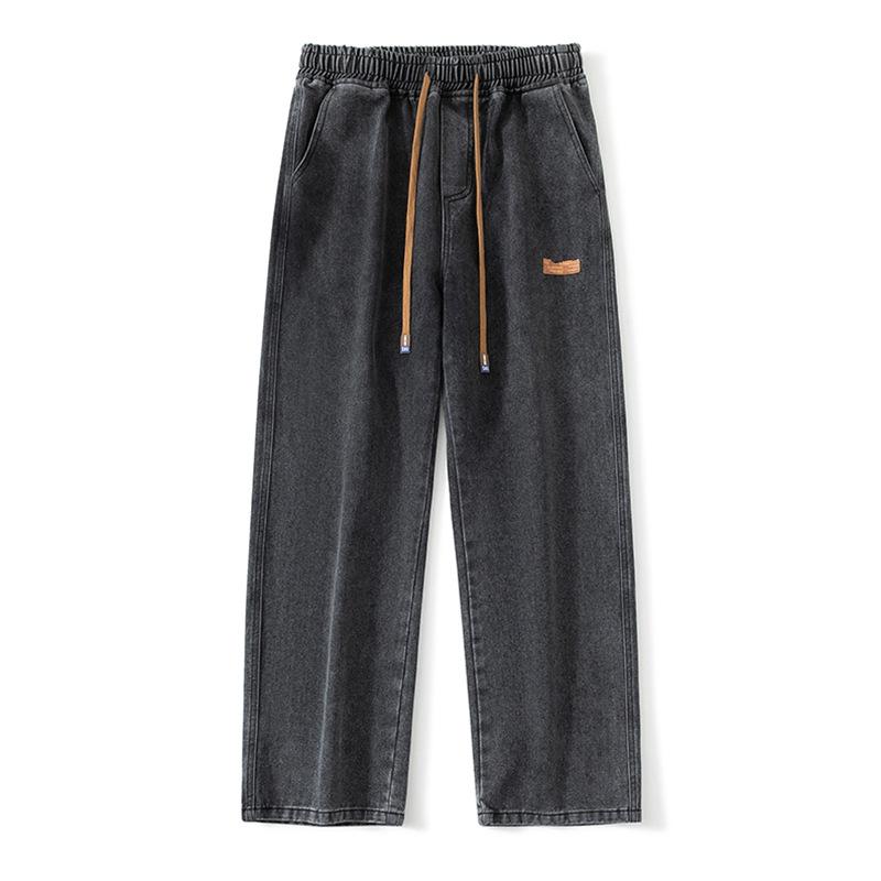 Weft Men's Light Blue Vintage Washed Jeans Drape Street Wide-Leg Loose Straight Pants Cm