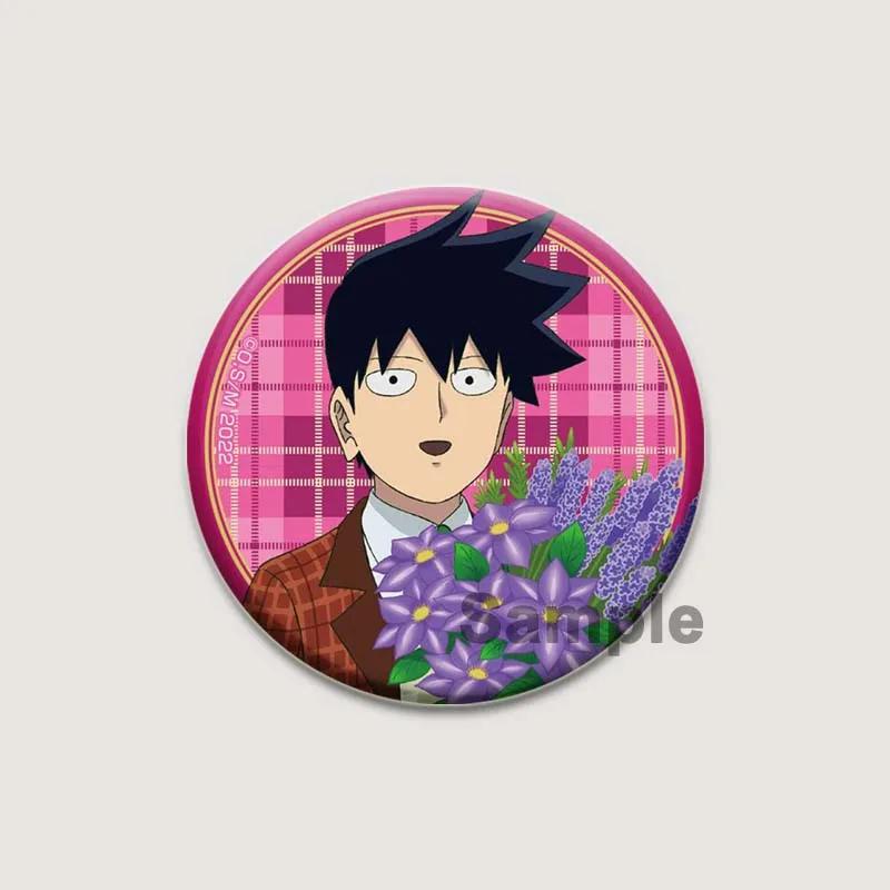 32/44/58mm Japanese Anime Mob Psycho 100 Badges On Backpack Accessories Lapel Pins Cartoon Brooches for Clothes Bag Decor Fans Gifts