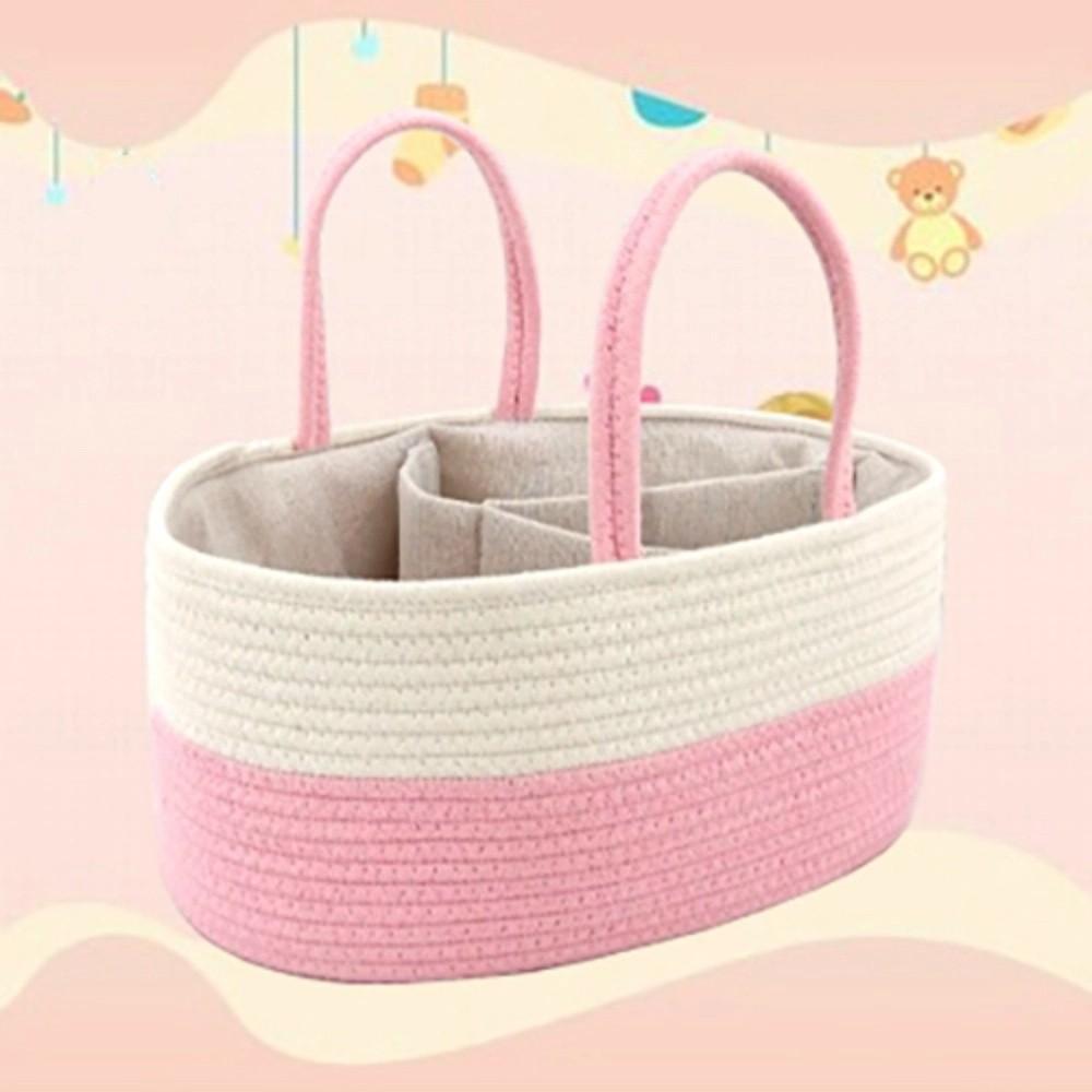 

Convenient Mommy Handbag Cotton Thread Nappy Bag Daily Use Baby Diaper Bag Baby Care розовый