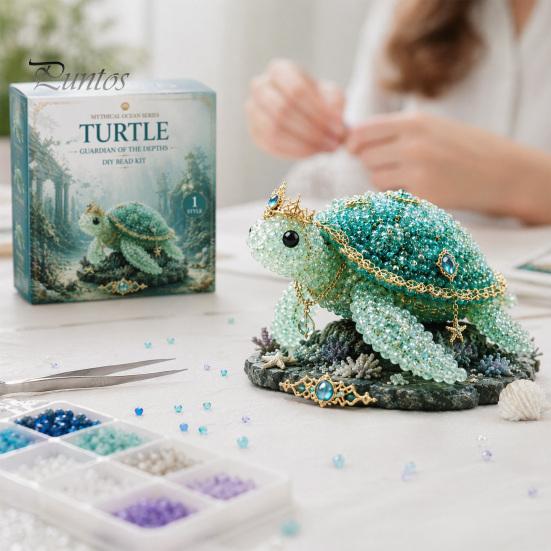 DIY Bead Kit Mythical Ocean for Beginners, 3D Beaded Animal Making with Instructions, Crystal Unique Sea Designs Beads and Pattern Guide, Underwater