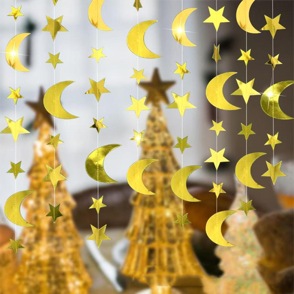 Gold Star & Moon Party Decorations - Hanging Backdrop for Weddings
