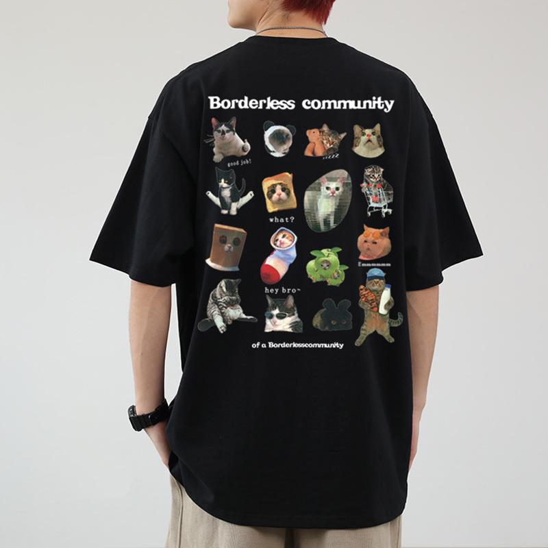 Damen Sommer T-Shirt mit Graffiti-Print im Distressed-Look - Locker geschnitten, kurzärmlig, High-Street-Stil