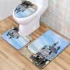 Beach View Bathroom Floor Mat Three-Piece Toilet Carpet Toilet Mat Set Door Mat Bathroom Non-Slip Mat