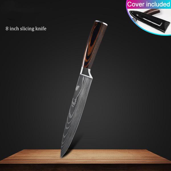 

Кухонные ножи из нержавеющей стали7CR17 440C, лазерный дамасский японский нож Santoku, универсальный нож шеф-повара для нарезки