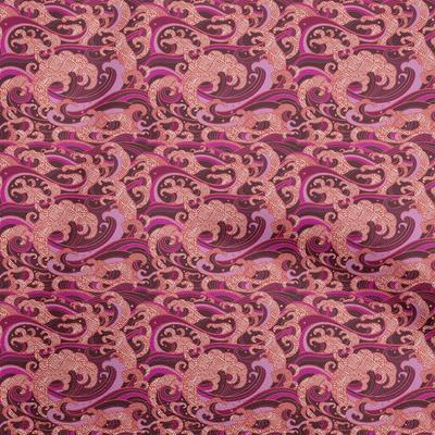 Cotton Flex Dark Magenta Fabric Asian Japanese Wave Fabric For Sewing Printed Craft Fabric By The Yard 40 Inch