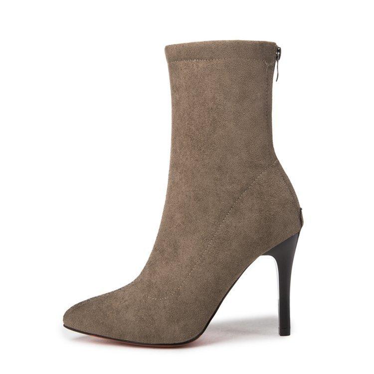 

Medium boots thin heels autumn and winter new matte suede boots women s fashion velvet thermal high heels boots 39 хакі