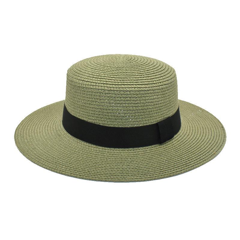 Summer Sun Protection Beach Flat Top Straw Hat Straw Shading Hat Beach Big Eaves Hat
