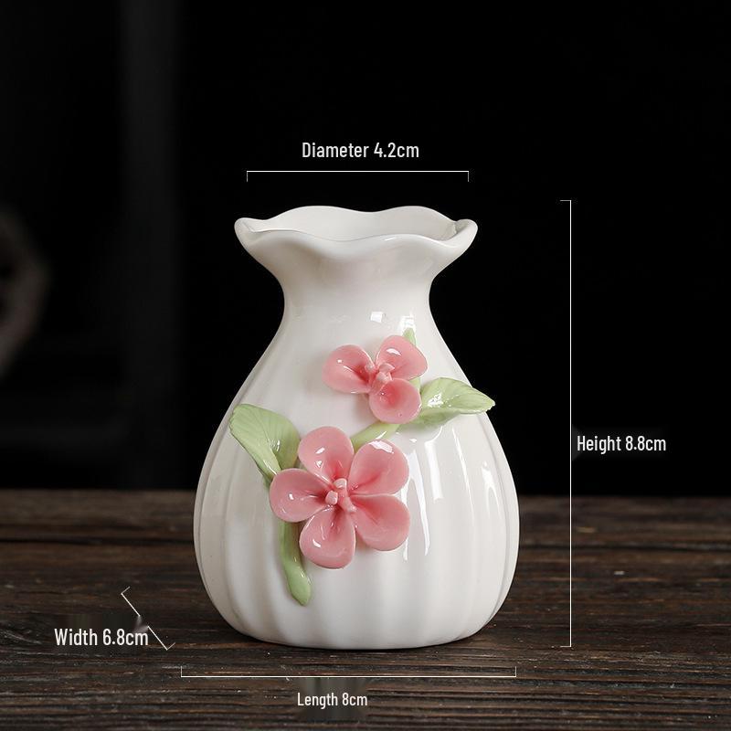 

Ручна робота Біла порцелянова ваза-щипок - Гідропонний тримач для квітів, Дизайн у формі гарбуза та мішечка на щастя для декору вітальні