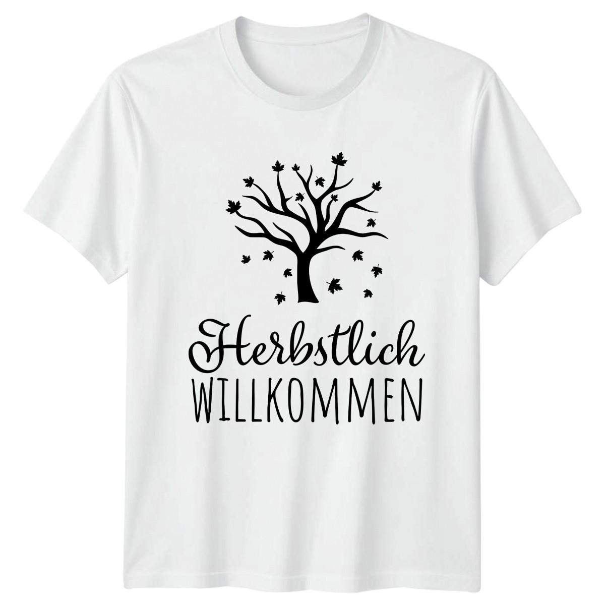 Herbstlich Willkommen T-Shirt German Autumn Autumn Gift For Him And Her S