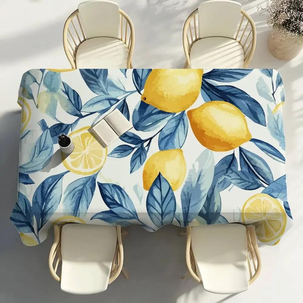 Tovaglia Limone Estiva Impermeabile Poliestere Coperta da Picnic Copritavolo da Campeggio Rettangolare Estetico Decorazione Tavolo da Cucina/Pranzo