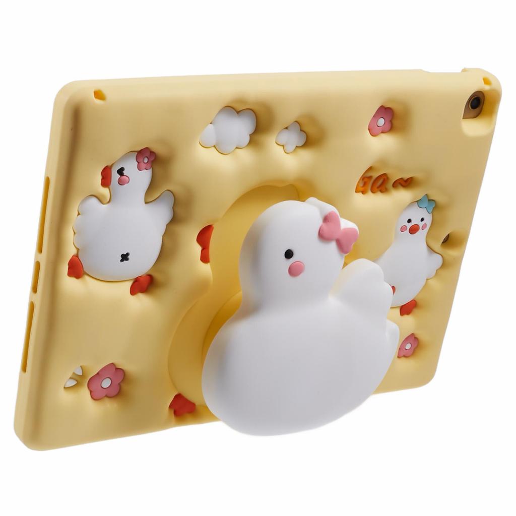 For iPad 10.2 (2021)/(2020)/(2019)/Air 10.5 inch (2019)/Pro 10.5-inch (2017) Silicone Tablet Case 3D Duck Pattern Protective Cover with Shoulder Strap