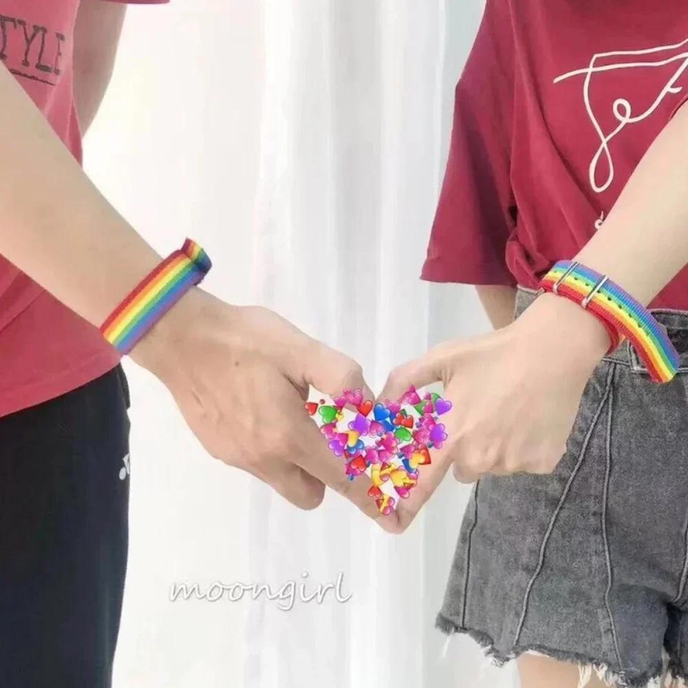 Nepál Rainbow Lesbičky Gayové Bisexuálové Transgender Náramky pro ženy Dívky Pride Pletené Pletené Muži Šperky pro pár Přátelství