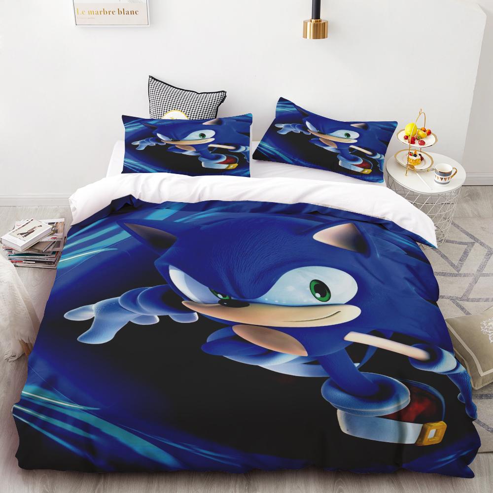 Kids Sonic Duvet Cover Hedgehog Cartoon Bedding Set Quilt Cover Set Twin Full Queen Comforter Cover Bedroom Gifts