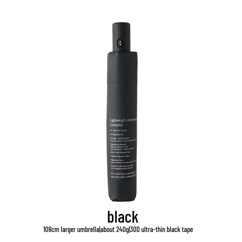108cm Ultra-Light Automatic Umbrella - Dual-Purpose, Black Glue, Anti-UV, UPF50+, for Sun and Rain, Compact Design.