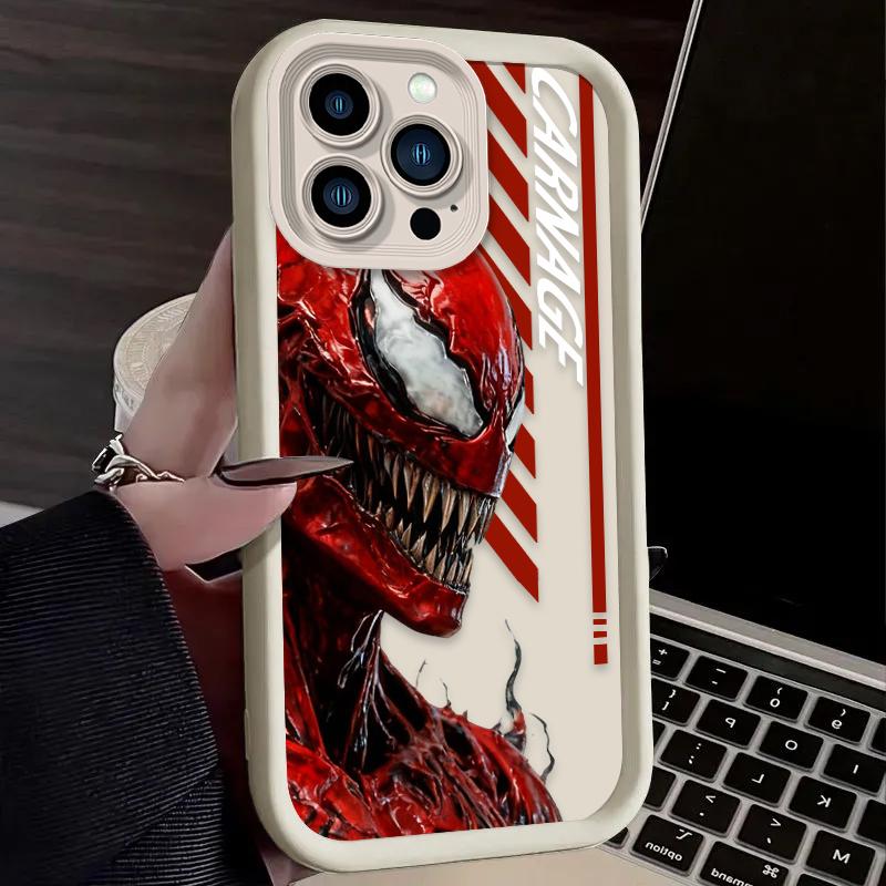 Marvel Venom Carnage Phone Case For iPhone 17 Air 16 16E 15 14 13 12 11 Pro Max X XS X S Max XR SE 2020 SE4 7 8 Silicone Cover