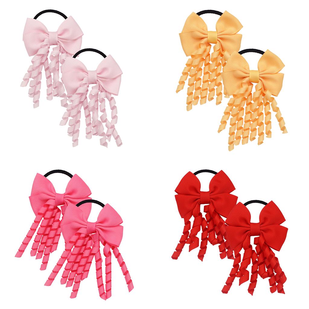 Baby Girls Hair Ties with Bows 2.7 Inch Grosgrain Ribbon Curly Korker Hair Bows Elastic Hair Bands Ponytail Holders for Girls