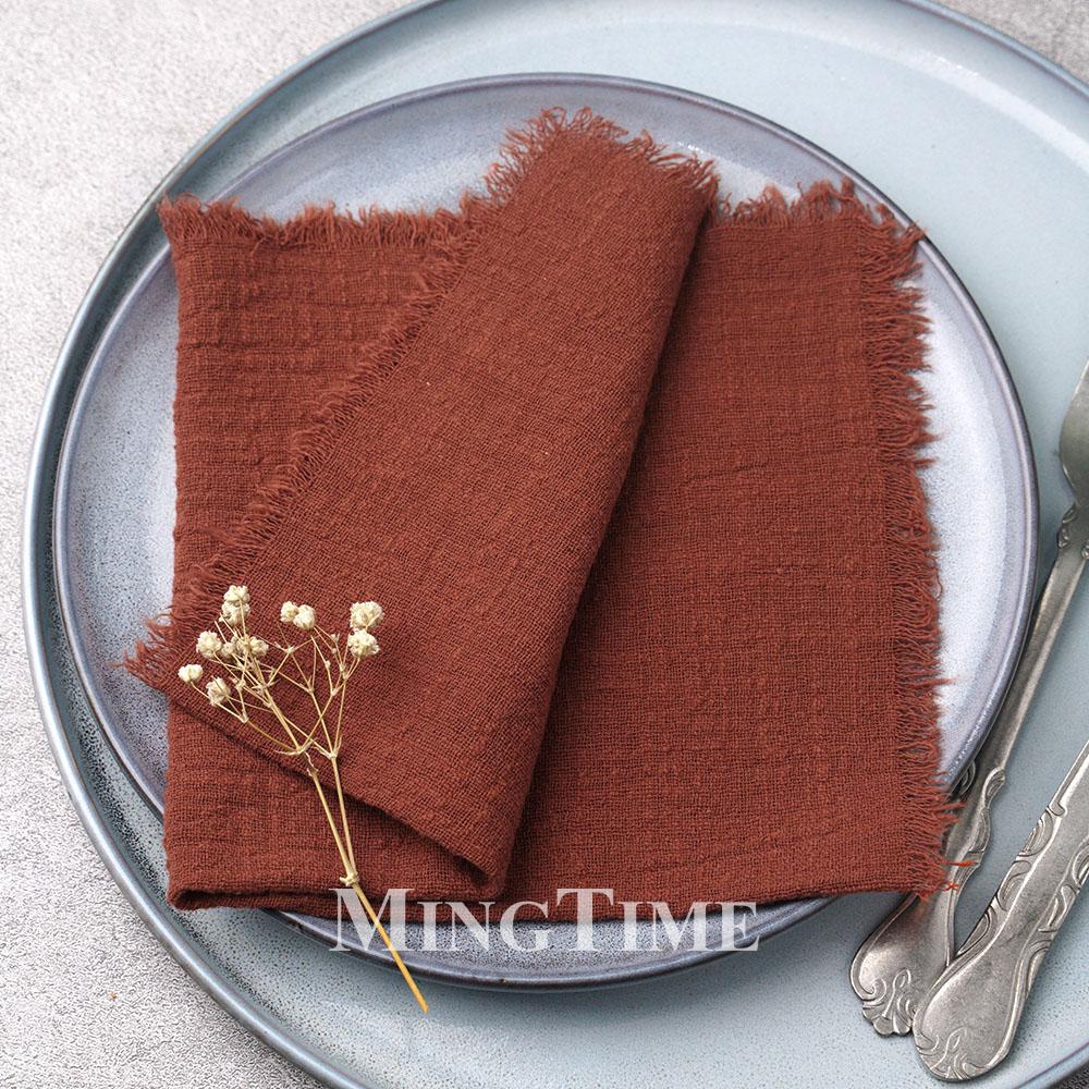20pcs 32x32cm Cotton Gauze Table Napkins Bohemian Wedding Decor Vintage Western Style Bridal Party Dinner Cloth Accessories