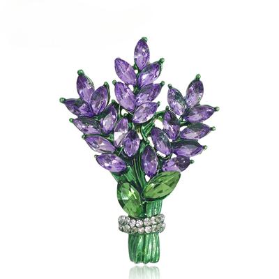 Women Brooch Romantic Lavender Flower Lapel Pins OL Accessories Lavender Botany Vindicate Gifts Luxury Jewelry Anti Slip Button Clothing Brooches Pin