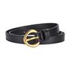 Round Pinhole Thin Belt, Denim Casual Pants, High-End Exterior Decoration Pu Belt