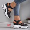 Wedge Heel Sandals Summer Bag Head Air Cushion Thick Sole Heightening Velcro Hollow Sandals Large Size