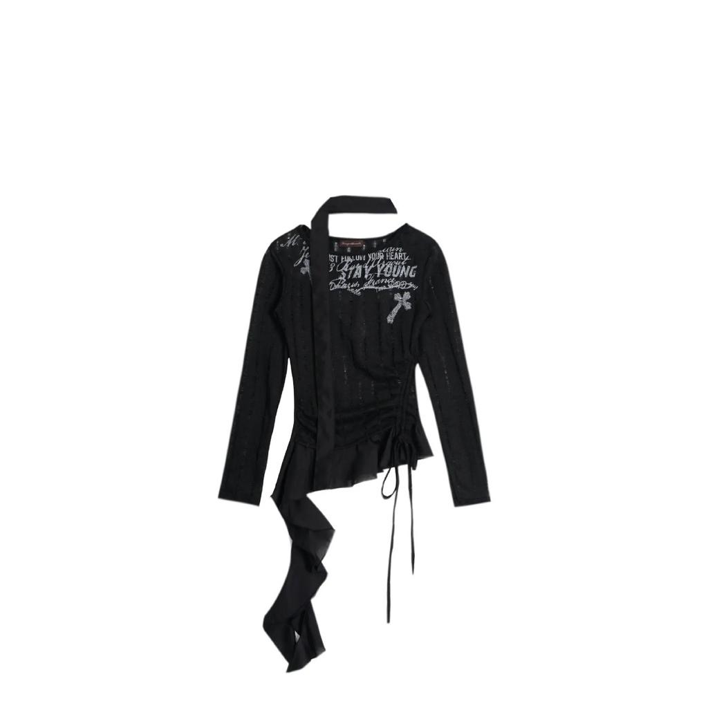 New American Style Hot Girl Personality Design Slim Fit Long Sleeve T-Shirt