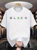 Unisexs Basic Crew Neck Short Sleeve Tee Minimalist BLACK Letter Graphic Soft Lightweight Cotton Casual Daily Summer Outfits Top