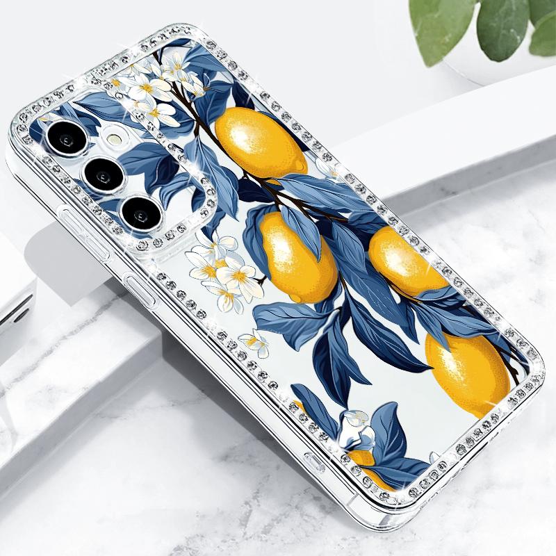 Luxus Kirschfrüchte Muster Diamant Hülle Für Samsung Galaxy S25 Ultra S24 Plus S23 S22 S21 FE A14 A15 A16 A25 A26 A35 A36 A54 A55 A56 5G Cover