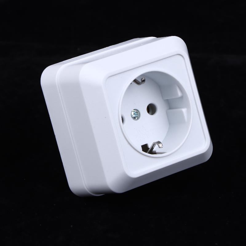1Pcs 10A Eu Standard Electrical Outlett Ground Vintage Surface Power Socket Plugs Flame Retardant Plastic Wall Mount Socket
