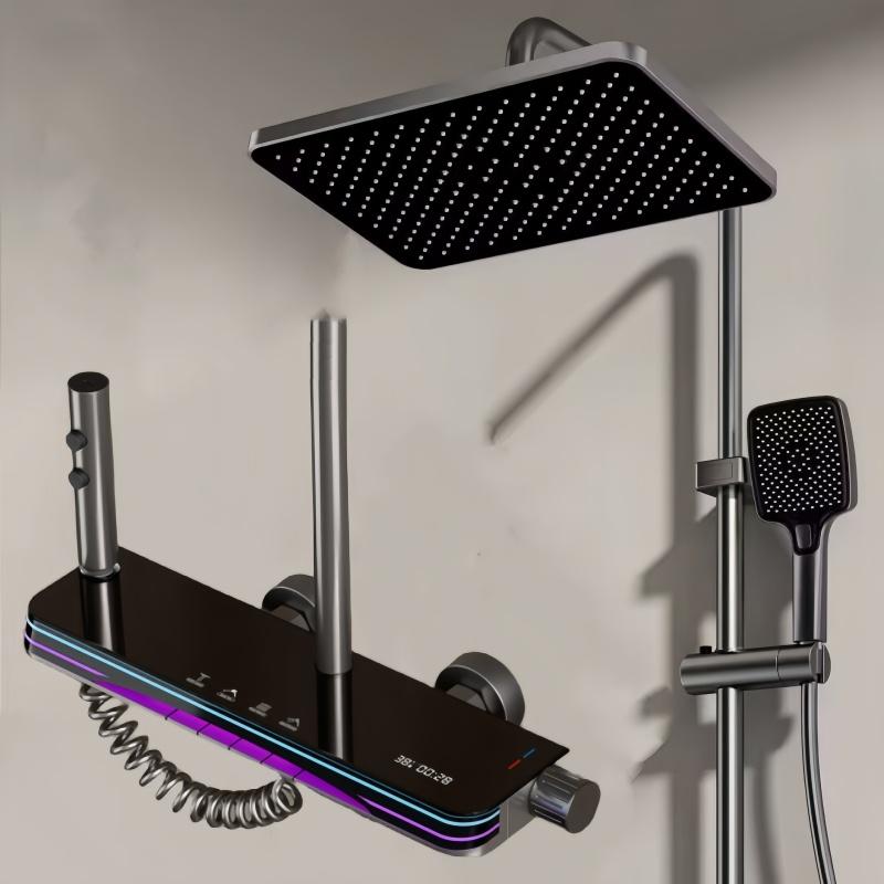 Digital Display Shower Set Rainfall Bathroom Shower Faucet Kit With Bidet Wall Mounted Brass Hot Cold Water Mixer Tap System