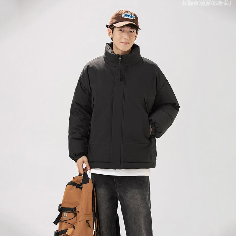 New trendy down jacket loose version new stand-up collar winter coat thickened cotton clothes men