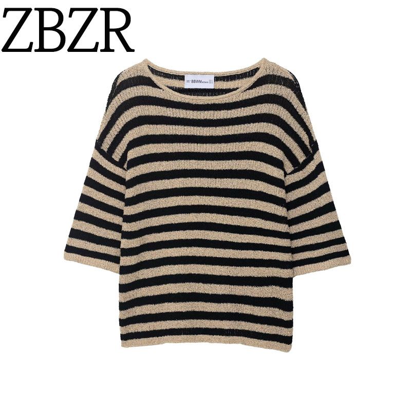 Za Autumn New Women Clothes 2025 Western Style Versitile Fashion Laminated Cut Knitted Top 8779628