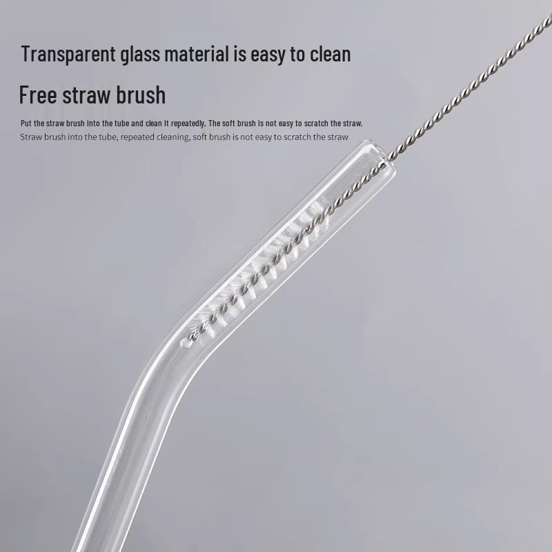 Heat-Resistant Transparent Glass Straw - Lipstick-Proof, Bubble Tea, Non-Disposable, Thick, Adult & Maternity Use