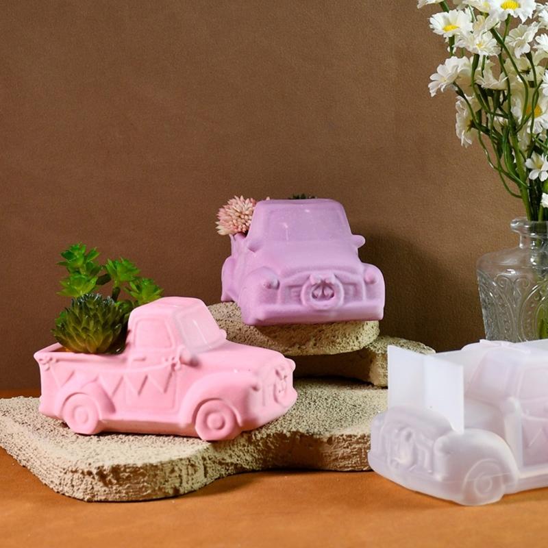 Unique Vehicle Shape Succulent Planter Retro Car Shape Silicone Mold For Succulent Planter And Candle Vessel DIY Crafts