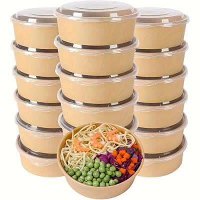 Disposable Paper Bowls with Lid, Food Grade Paper Bento Boxes for Takeaway, Lunch Boxes