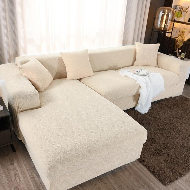 

Утолщенный жаккардовый чехол для дивана «все включено», однотонный чехол для дивана для гостиной, пыленепроницаемая комбинация, доступная в четыре сезона S 1seater 90-140cm бежевый