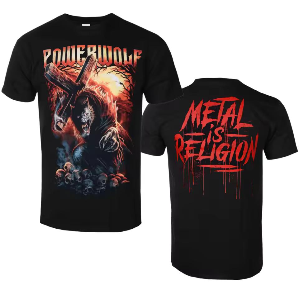 Powerwolf - Via Dolorosa Printed T-shirt - Power Metal Band Style Daily T-shirt - Suitable for Both Men and Women