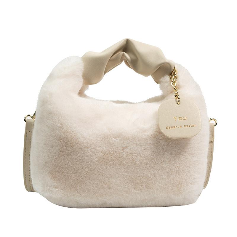 New plush messenger bag handbag texture fashion women's bag autumn and winter hair bag versatile niche chain handbag