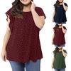 Women's Summer Plus Size Ruffle Sleeve Shirt Top Polka Dot Chiffon Blouse