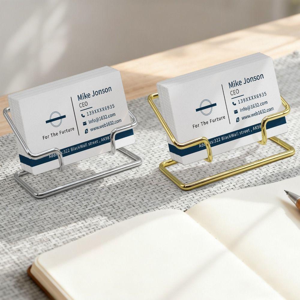 Iron Business Card Holder Tabletop Metal Name Card Rack Portable Card Organizer  Hotel Reception