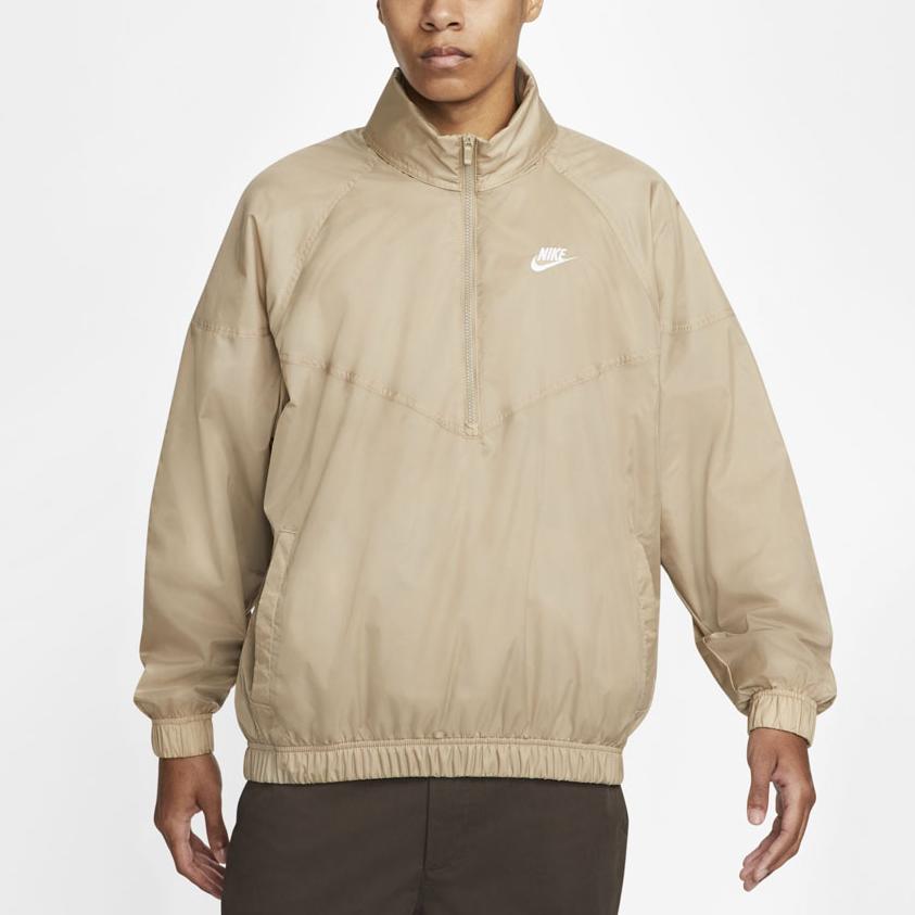 Nike Logo Stand Collar Solid Jacket Men Outerwear Khaki DQ4911-247